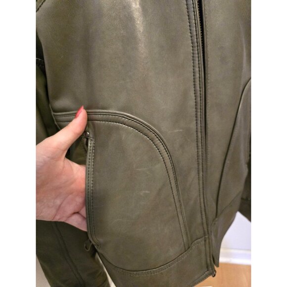 Men's Danier Genuine Leather Moto Jacket Grey Taupe Fall Zip Up Racer Sz M - Picture 4 of 13